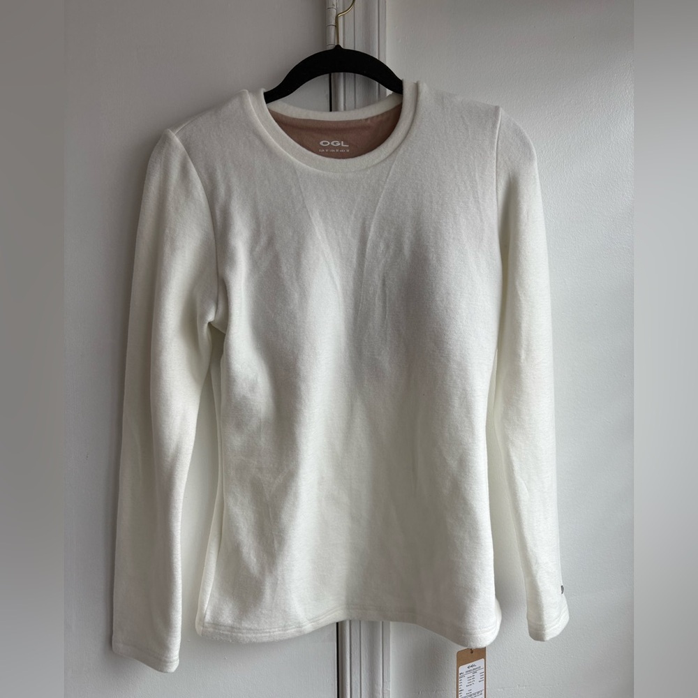 OGL Medium Fleece Pullover Sweatshirt Crewneck Built in Bra Comfy MaxWarm BRAMI